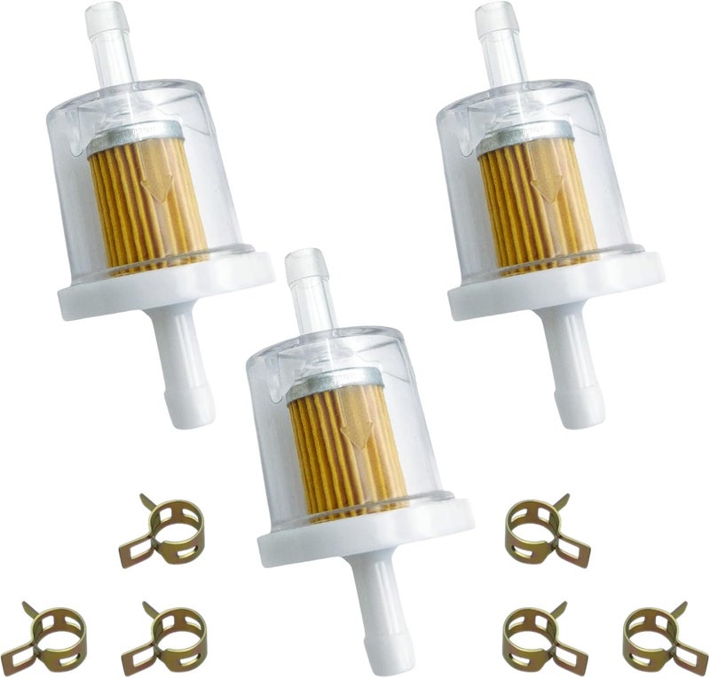 Strongthium 3x 691035 1/4" Inline Fuel Gas Filter Compatible with Briggs and Stratton Engines BS-84001895 Toro Craftsman MTD Snapper Lawn Tractor Generator with Fuel Clamps - Image 1
